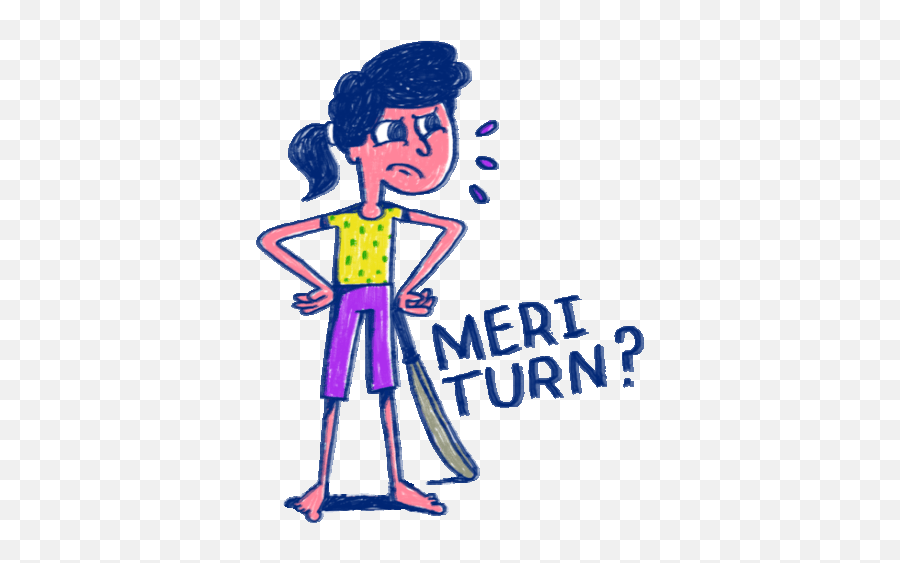 Impatient Girl Asks My Turn In Hindi Sticker - Gully For Women Png,Impatient Icon