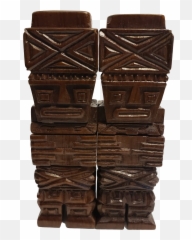 Vintage Tiki Bookends Totem Pole Wood - A Pair Wood Png,Totem Pole Png