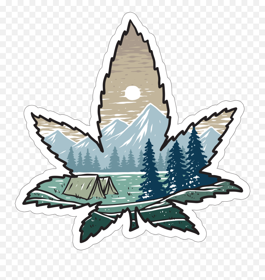 1240 - Mountain Hand Weed Leaf Illustration Png,Weed Leaf Transparent