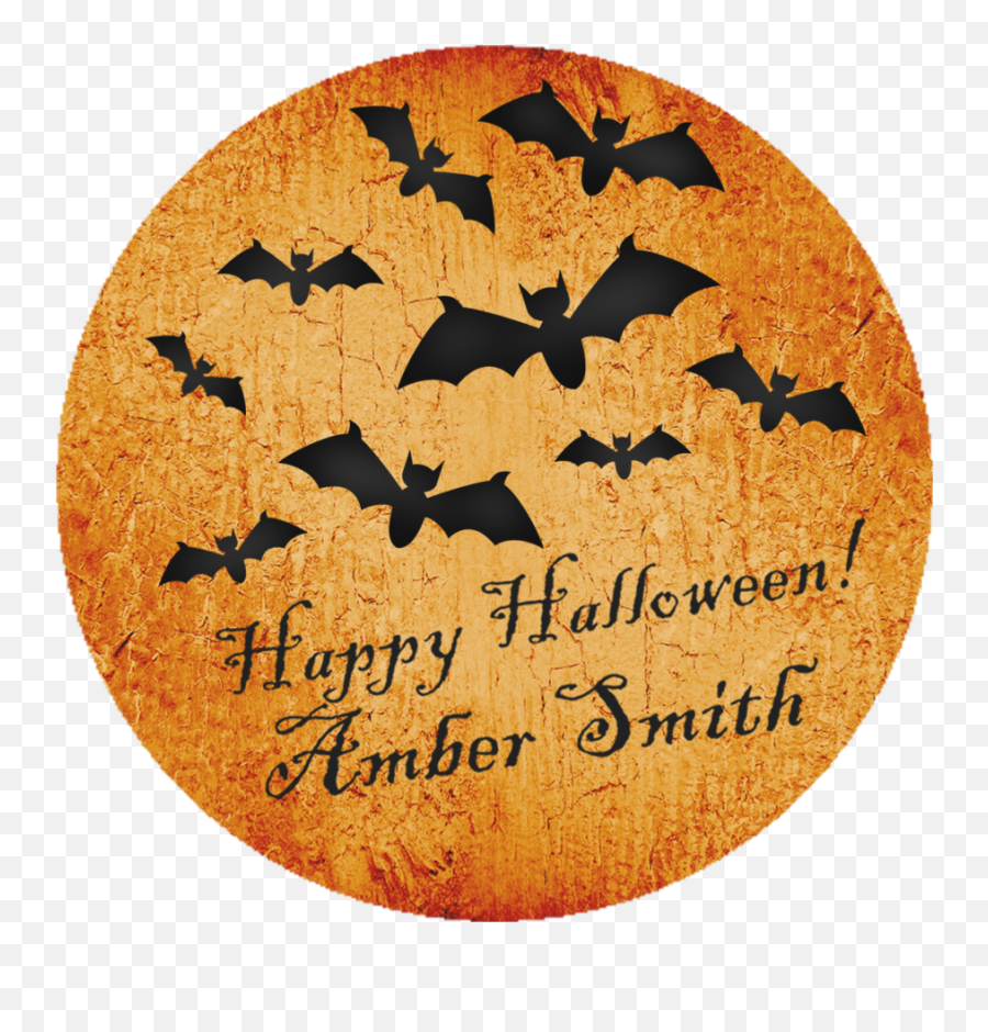 Download Bat Moon Happy Halloween Stickers Or Favor Tags - Spice And Tea Exchange Png,Happy Halloween Transparent Background