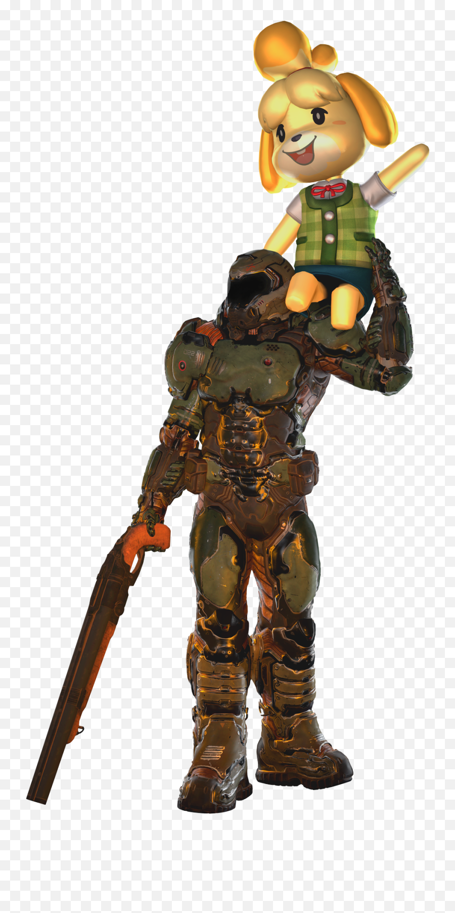 Wholesome Duo Approaches - Doom Slayer And Isabelle Figurine Png,Doomguy Png