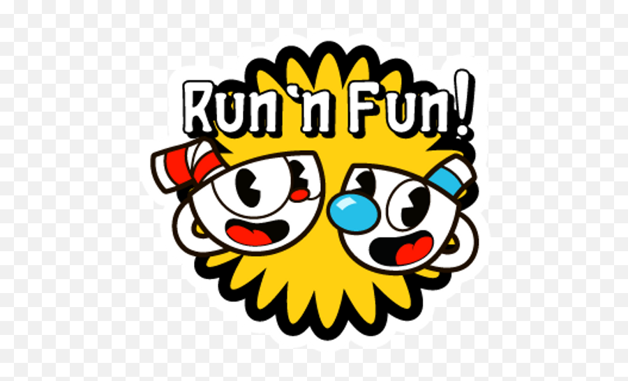 Cuphead And Mugman Run N Fun Sticker - Sticker Mania Cuphesd Stikers Png,Cuphead Transparent