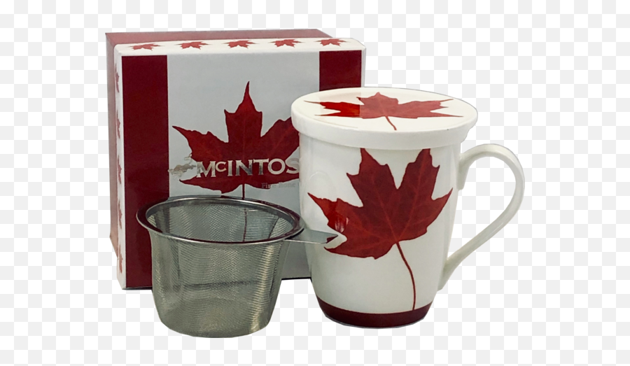 Canadian Maple Leaf - Fine Bone China Tea Mug With Lid U0026 Infuser Tea Mug With Infuser Canada Png,Canada Maple Leaf Png
