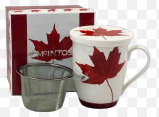 Canadian Maple Leaf - Fine Bone China Tea Mug With Lid U0026 Infuser Tea Mug With Infuser Canada Png,Canada Maple Leaf Png