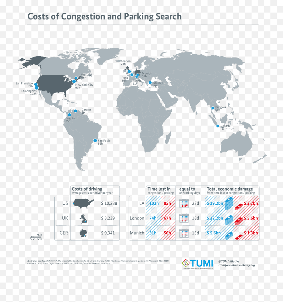 Costs Of Congestion And Parking - Simplified World Map Png,Parking Png