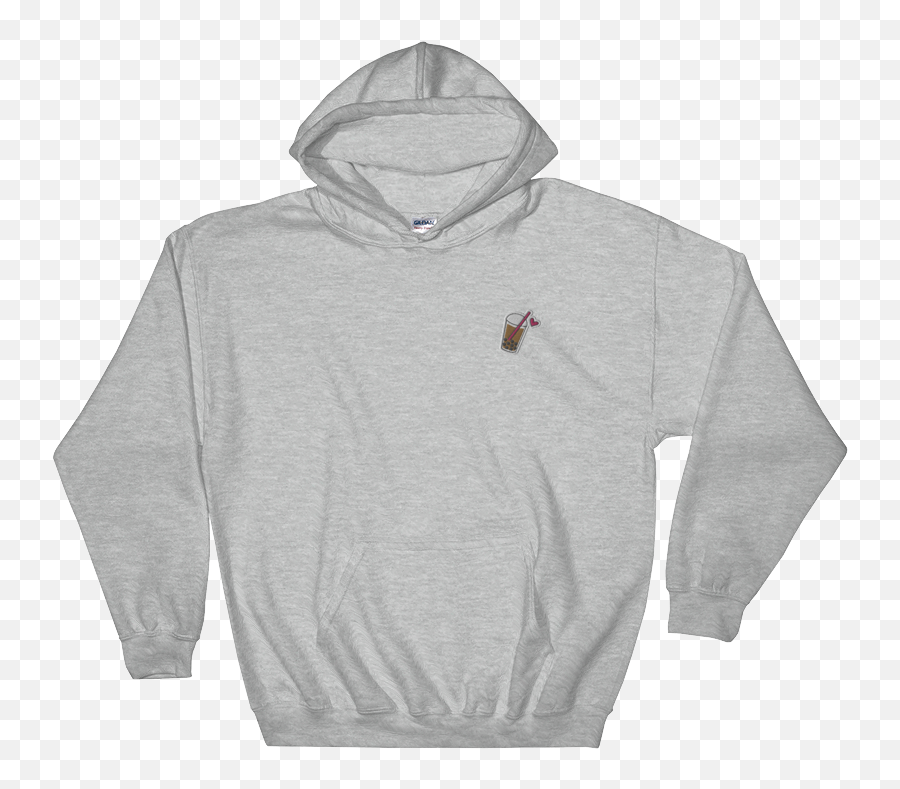 Embroidered Icon Hoodie - Grey Graphic Hoodie Png,Milk Tea Icon