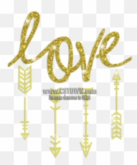 Gold Love Arrow Of Cupid Iron Glitter Rhinestone Transfer - Calligraphy png