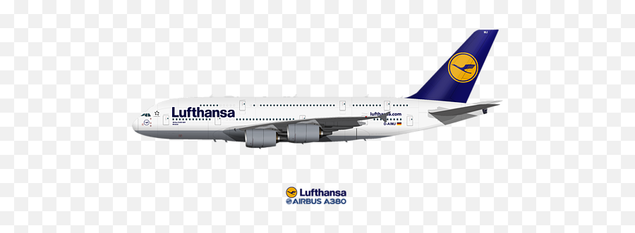 Illustration Of Lufthansa Airbus A380 - Blue Version Greeting Card Airbus A380 Lufthansa Png,Airbus Icon