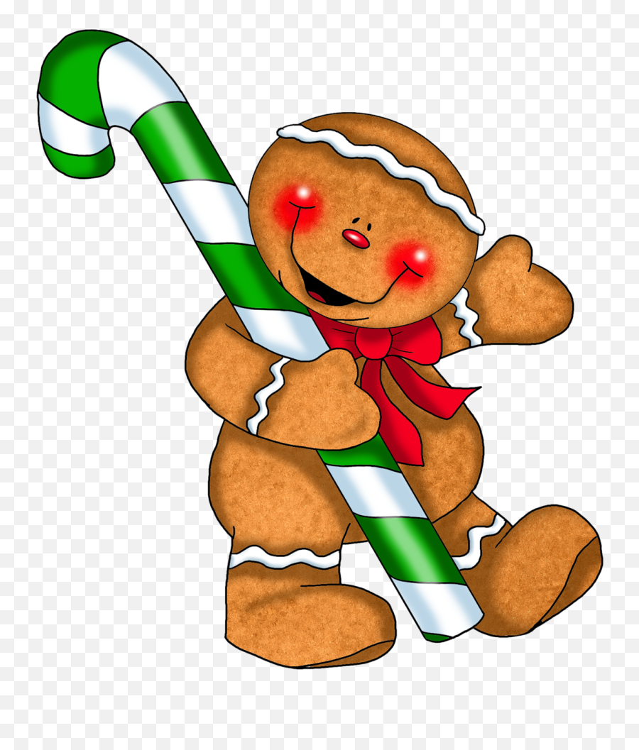Gingerbread Ornament With Candy Cane Png Clipart - Gingerbread Man With Candy Cane,Candycane Png