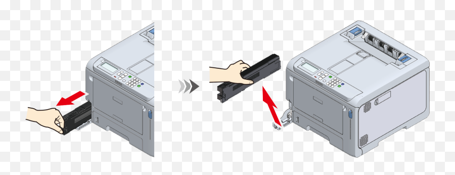 Replacing The Blackk Toner Cartridge And Waste - 381 Paper Jam Oki Png,Ink Cartridge Icon