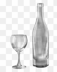 Wine Bottle And Glass Transparent - png