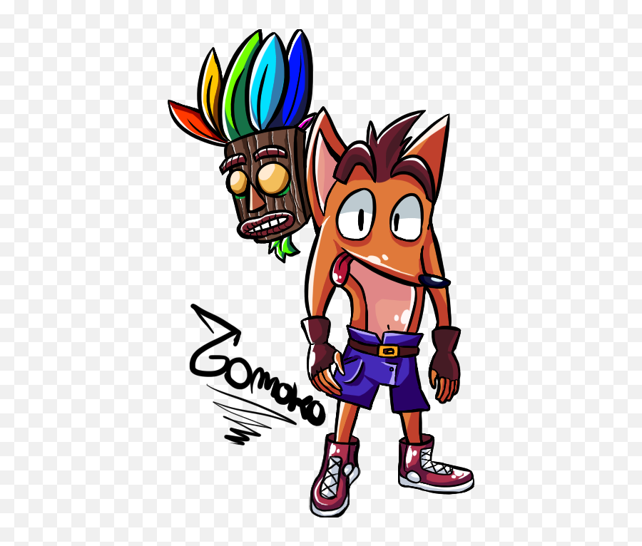 Crash Bandicoot And Aku By Springelodeluxe - Fur Cartoon Png,Aku Png