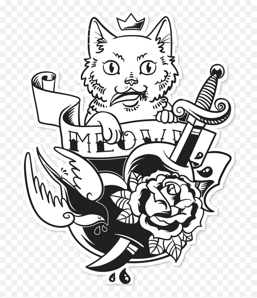 Black Cat Tattoo Sticker Clip Art - Rock And Roll Png Tattoo Old School  Clip Art,Rock And Roll Png - free transparent png images 