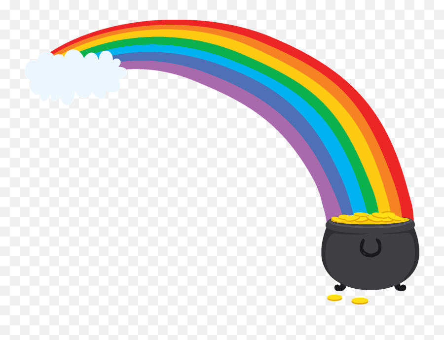 Rainbow And Pot Of Gold Clipart - Rainbow With Pot Of Gold Png,Pot Of Gold Png