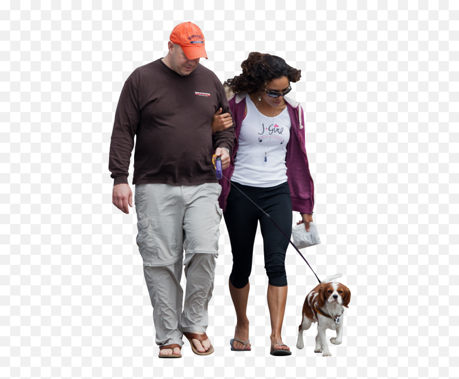 Woman And Man Walking With Dog - People Walking Png,Leash Png