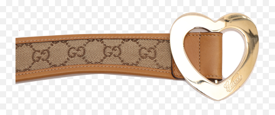 Gucci Heart Buckle Gg Canvas Leather Belt Size 36 - Solid Png,Gucci Belt Png