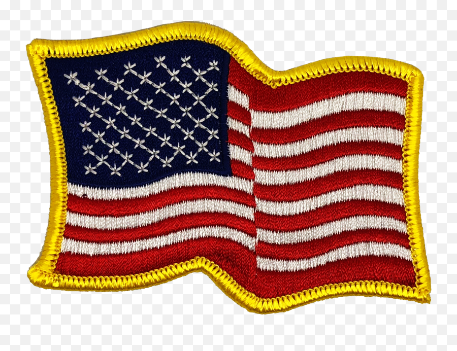 United States Of America Flag Patch Waving Gold Border - Patch Flag Usa Png,Gold Border Transparent