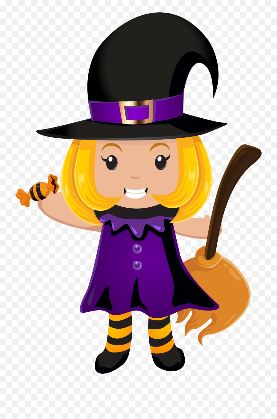 Clipart Bow Halloween Transparent - Little Witch Halloween Cartoon Png,Halloween Clipart Png