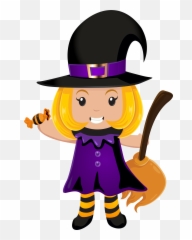 Clipart Bow Halloween Transparent - Little Witch Halloween Cartoon png