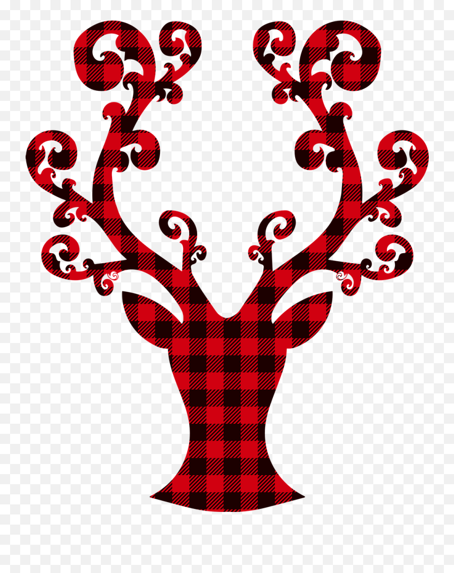 Buffalo Plaid Deer Christmas - Free Vector Graphic On Pixabay Reno Rojo Con Negro Png,Christmas Antlers Png