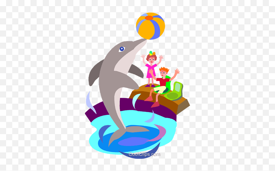 Dolphin Playing In A Pool Royalty Free Vector Clip Art - Dolphin In The Pool Cartoon Png,Dolphin Clipart Png