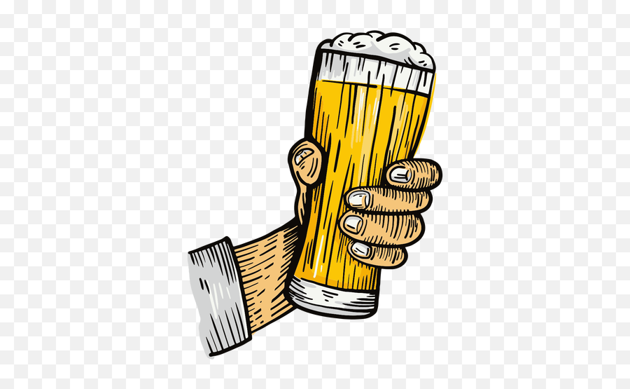 Beer Glass Hand Illustration - Transparent Png U0026 Svg Vector File Mao Segurando Copo De Cerveja Png,Beer Vector Png