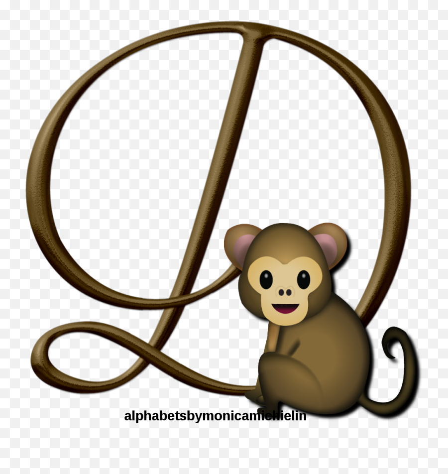 Alphabets By Monica Michielin Brown Monkey Emoticon Emoji - Letras Cursivas Doradas Png,Monkey Emoji Png