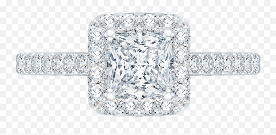 Princess Cut Diamond Halo Engagement Ring With 14k White Gold - Ring Png,Halo Ring Png