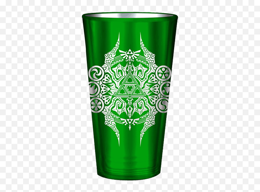 The Legend Of Zelda Green Triforce Crest Tumbler - Pint Glass Png,Zelda Triforce Png