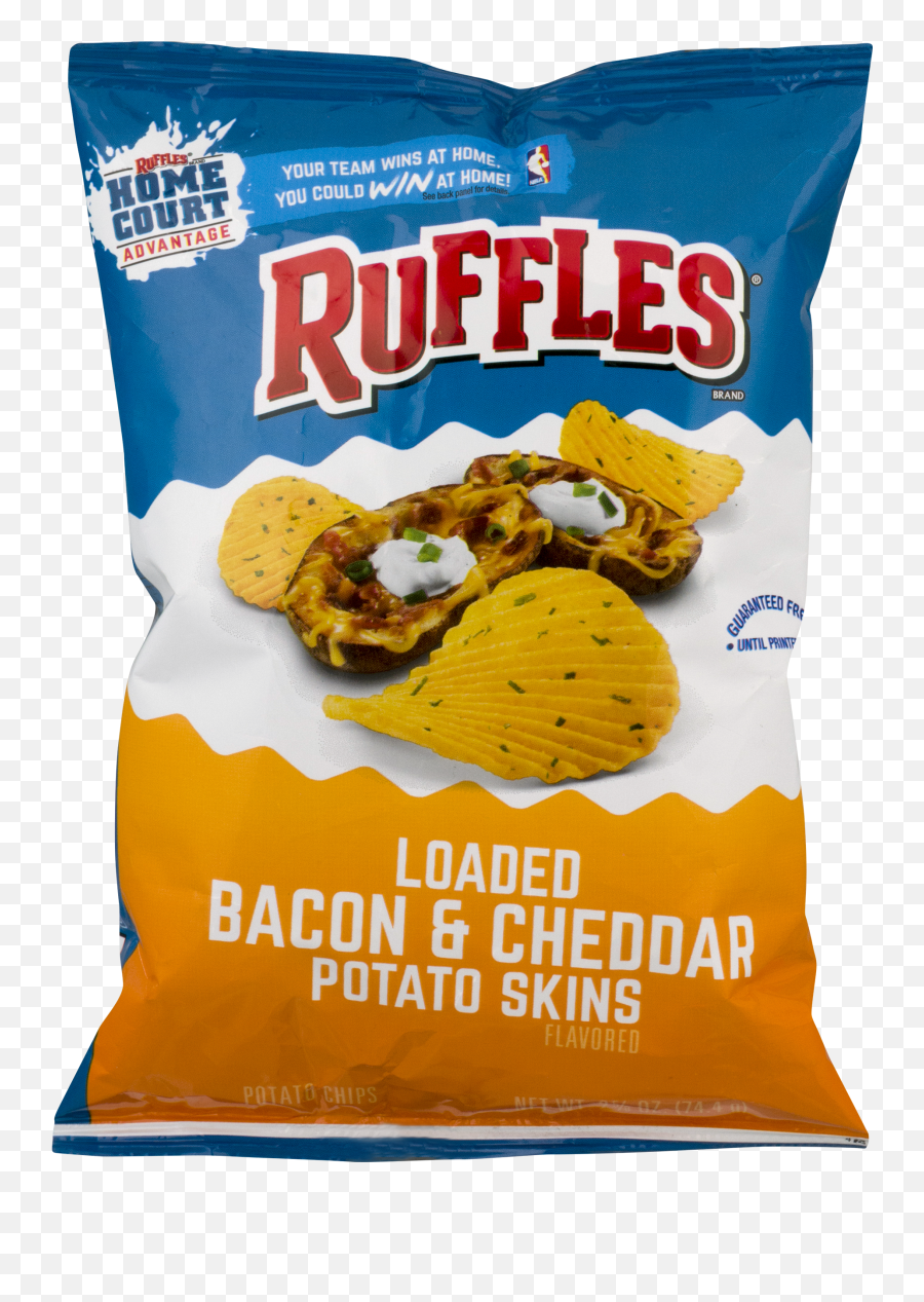 Download Bag Ruffles Loaded Bacon U0026 Cheddar Potato Skins - Ruffles Bacon And Cheddar Png,Bag Of Chips Png