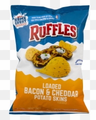 Download Bag Ruffles Loaded Bacon U0026 Cheddar Potato Skins - Ruffles Bacon And Cheddar Png,Bag Of Chips Png