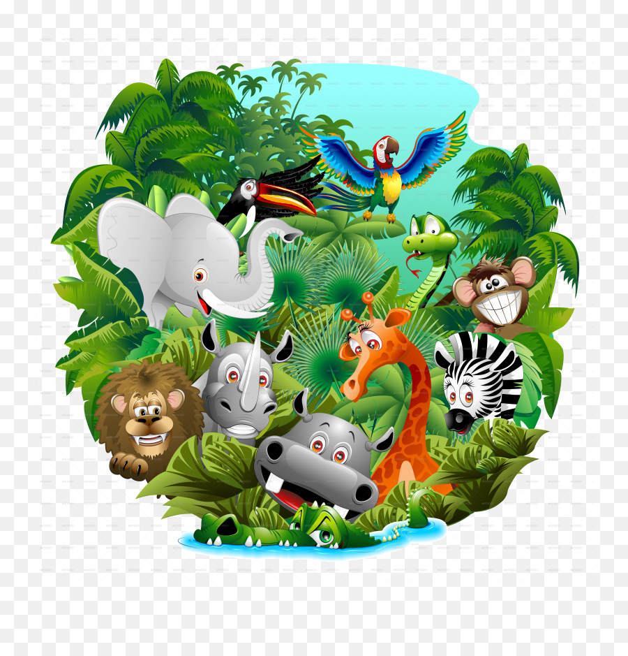 Wild Animals Cartoon - Wild Animals Cartoon In Jungle Png,Animal Png