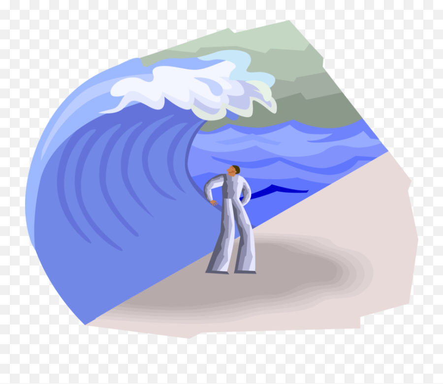 About To Be Washed Away By Tsunami Wave - Vector Image Illustration Png,Wave Vector Png