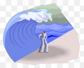 About To Be Washed Away By Tsunami Wave - Vector Image Illustration png