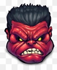 Comics Rulk Angry Icon - Red Hulk Face Png