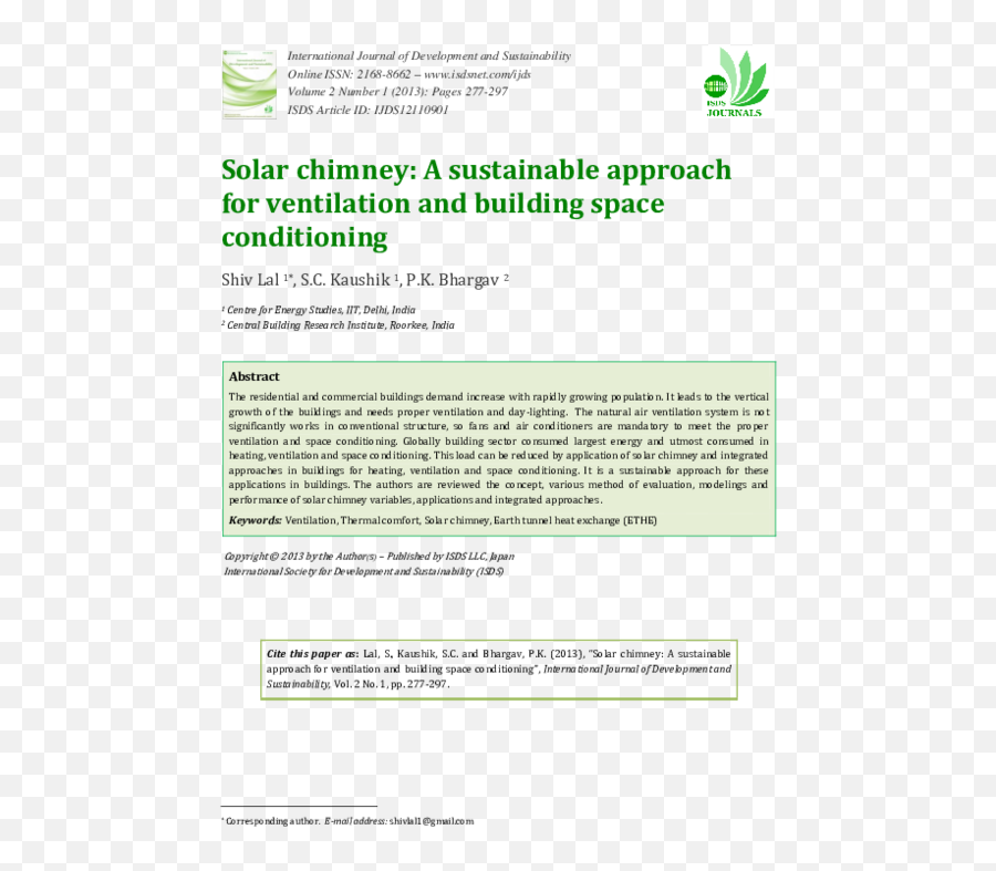 Pdf Solar Chimney A Sustainable Approach For Ventilation - Impact Of Mining On Livelihoods Png,Trombe Wall Icon