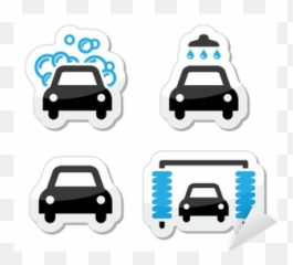 Sticker Car Wash Icons Set - vector PIXERSUS Wash Icon Vector png