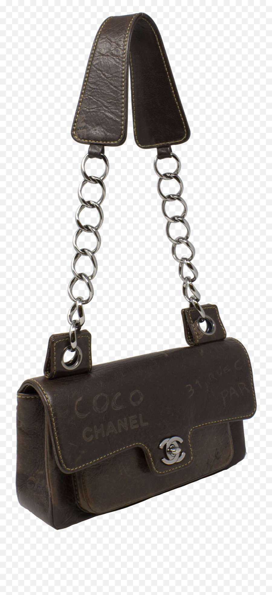 Chanel Limited Edition Small Brown Etched Graffiti Flap Bag - Solid Png,Chanel Icon Bags