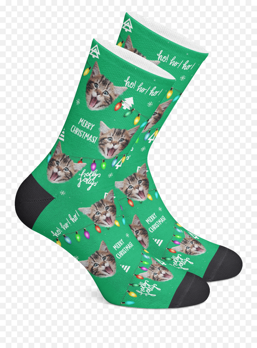 Custom Photo Socks - Christmas Lights Put Any Face Person Cat Or Dog Sock Png,Christmas Lights Transparent Background