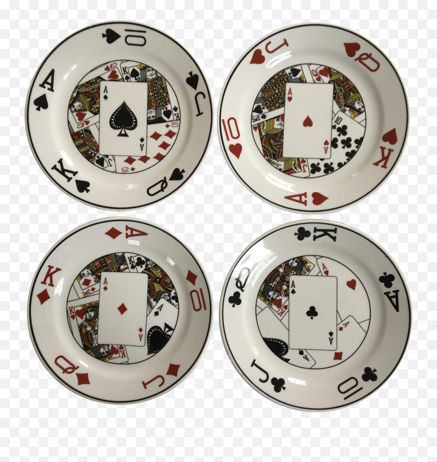 20th Century Playing Card Suits Plates - Set Of 4 Serving Platters Png,Card Suits Png