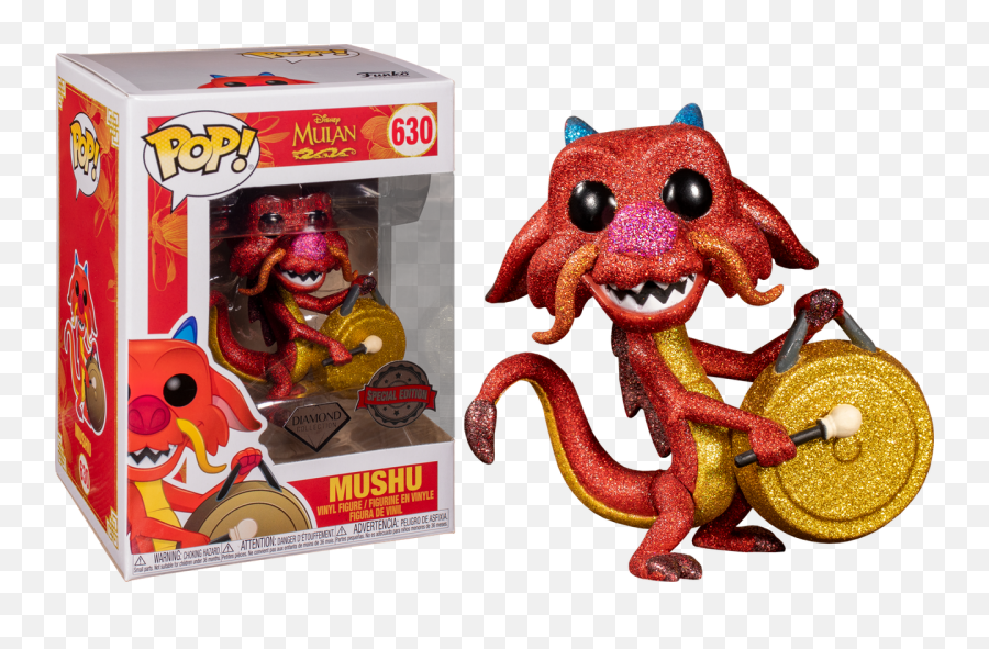 Funko Pop Mulan - Mushu With Gong Diamond Glitter 630 Funko Pop Mulan Mushu Png,Cartoon Diamond Png