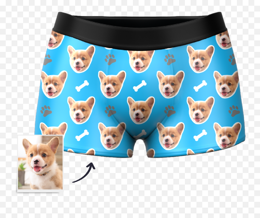 Menu0027s Custom Face Boxer Shorts - Dog Claw And Bone Dog Boxers Underwear Png,Dog Face Png