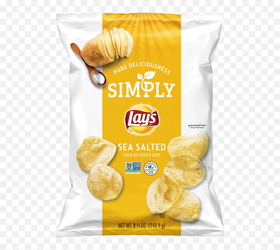 Sea Salted Thick Cut Potato Chips - Sea Salt Chips Png,Lays Png