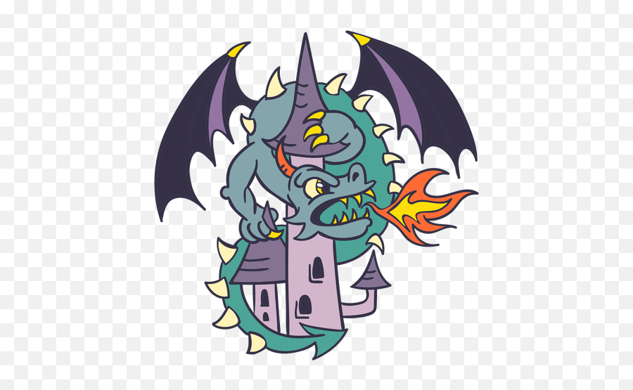 Green Dragon Attacking Castle Darker - Dragon Y Castillo Animados Png,Drogon Png