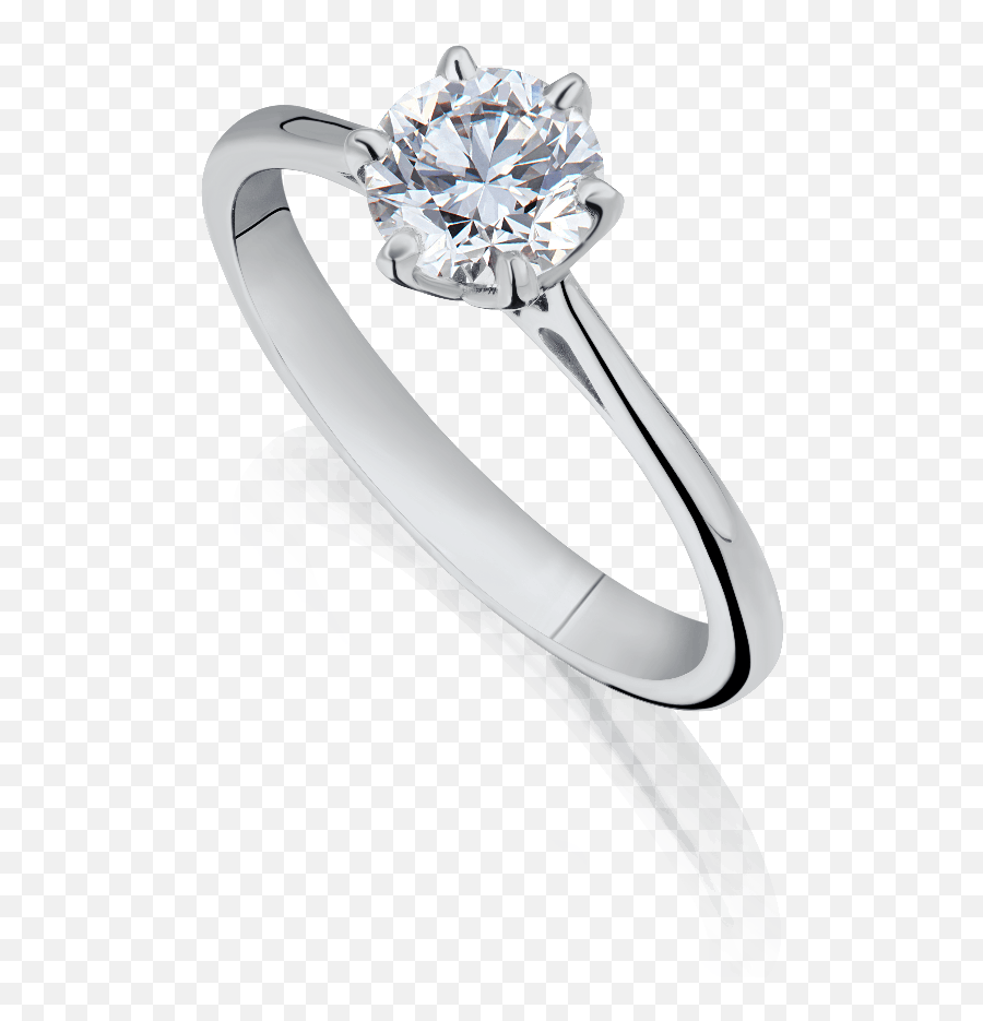 Six Claw Single Stone Diamond Engagement Ring 671 - Single Diamond Engagement Rings Png,Diamond Ring Png