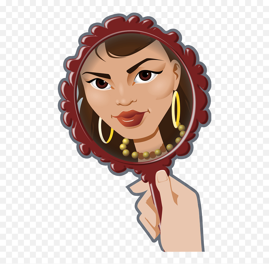 Face In A Hand Mirror Clipart Free Download Transparent - Png Mirror With Girl,Hand Mirror Png