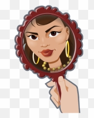 Face In A Hand Mirror Clipart Free Download Transparent - Png Mirror With Girl,Hand Mirror Png