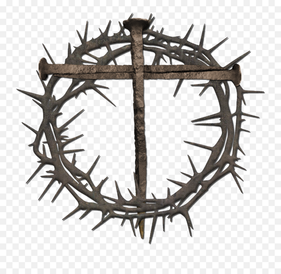 Crown Of Thorns Spines And Prickles Nail Cross Clip - Crown Of Thorns Clipart Png,Nail Transparent Background