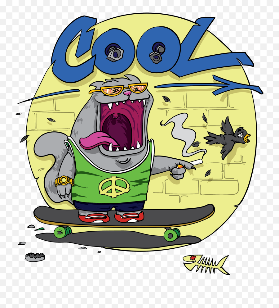 Zesta Online - Mural Artist Cool Cat Illustration Skateboard Deck Png,Cool Cat Png