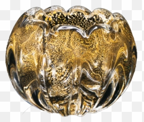 Flower Pot Gold 24k In Murano Crystal - Solid png